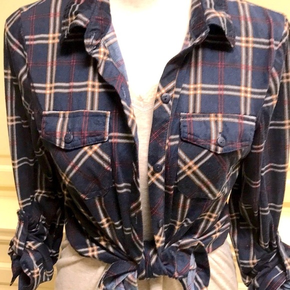 Passport by Buckle Blue Red & White Plaid Long Sleeve Button Up Shirt Sz Medium - Picture 5 of 7